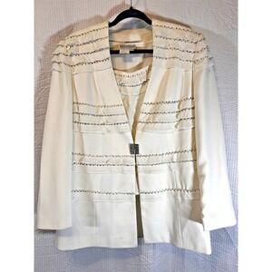 Jessica Taylor Womens Fancy Cream Fringe Jacket & Matching Tank 16 Career Office